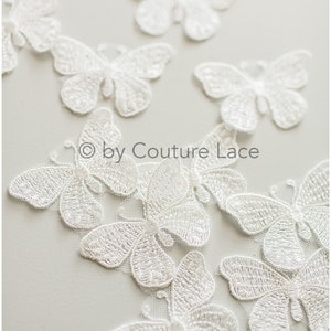 A19-177 / 10Stk. Lace Schmetterling Patch, Aufnäher auf 3D Schmetterlinge, 3D Blumen Applikation, 3D Schmetterlinge für Hochzeitskleid, BrautSpitze Schmetterlinge