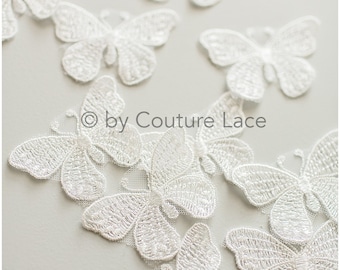 A19-177 / 10Stk. Lace Schmetterling Patch, Aufnäher auf 3D Schmetterlinge, 3D Blumen Applikation, 3D Schmetterlinge für Hochzeitskleid, BrautSpitze Schmetterlinge