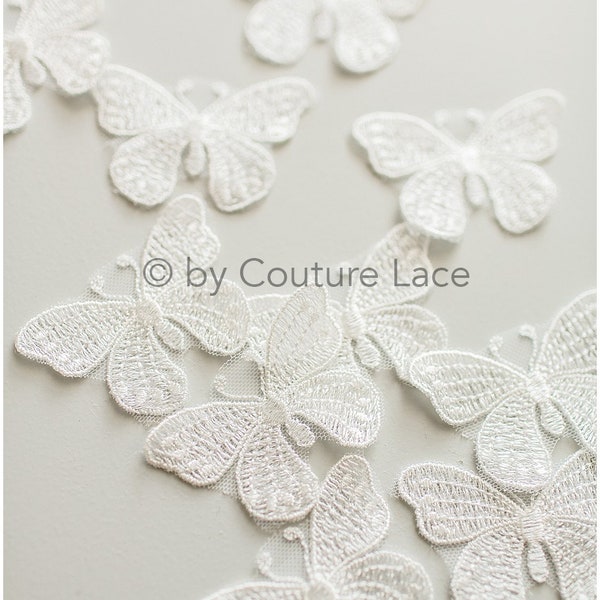 A19-177 // 10pc. Patch papillon en dentelle, Coudre sur des papillons 3D, Fleur appliquée 3D, Papillons 3D pour robe de mariée, Papillons de dentelle de mariée