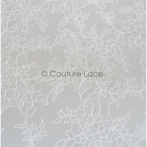 L21-415 // French Lace, chantilly lace fabric, lace base for bridal dress, soft bridal lace