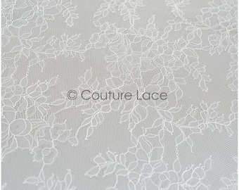 L21-415 // French Lace, chantilly lace fabric, lace base for bridal dress, soft bridal lace