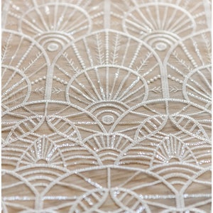 L17-048 // Weiche geometrische Paillettenspitze, Hochzeitsspitzenstoff, Brautspitze, Pailletten-Spitzenstoff, Blumen-Spitzenstoff, Spitze für Hochzeitskleid