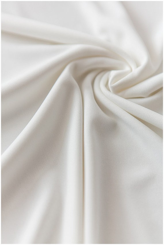 Off-White Stretch Lining Fabric: Soft Bridal Dress Material - F18-005