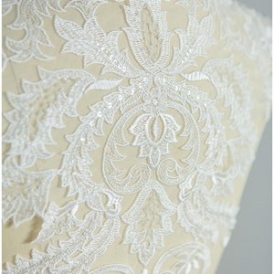 A17-042 // LARGE beaded bridal lace appliqué used for example in Galia Lahav, Wedding dress appliqué, Ornament Lace flower, bridal appliqué image 4