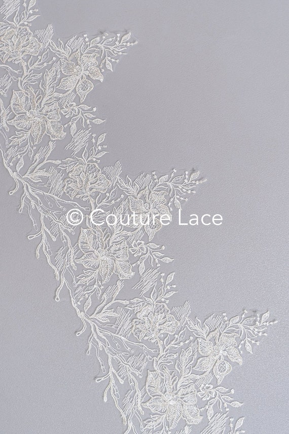 Bridal Lace Edging With Beads Sequins/ Lace Trim Off-white