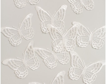 A19-169 // 20pc. Lace butterfly patch, Sew on 3D Butterflies, 3D flower appliqué, 3d Butterflies for wedding dress, bridal lace butterflies
