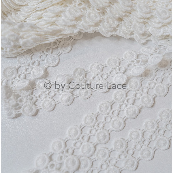 T20-116 // 5yds crochet lace trim for boho bridal dresses, circle lace trim, bridal dress edgings, geometric lace trim