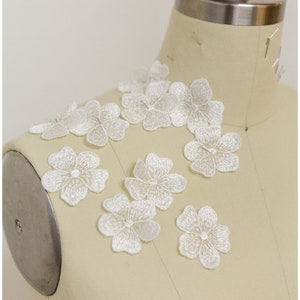 A17-164 // 10st. Lace bloemenpatch, naai 3D-bloem, 3D-bloemkantapplicatie, 3D-kantbloem, trouwjurkkantapplicatie, bruidskant
