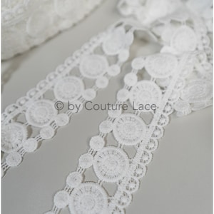 T20-104 // 3yds boho crochet lace trim, geometric lace trim, polkadot lace trim, bridal lace edging
