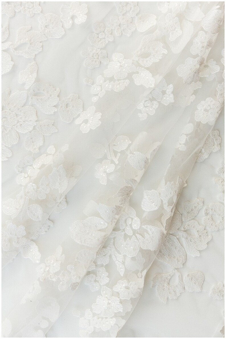 Romantic COTTON embroidered flower lace bridal lace fabric Etsy