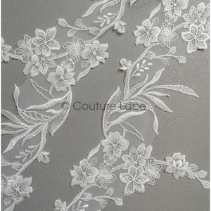 T21-152 / Romantic floral lace trim, Wedding lace trim, romantic embroidered lace trim, blossom lace trim with flower pattern