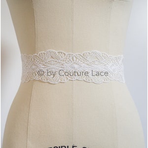 T20-085 // Cotton Bridal Lace trim, Wedding lace trim, Bolero lace, bridal lace belt, elegant bridal lace trim, lace embroidery, Bridal sash