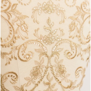 A17-071 // GOLD lace flower appliqué, Back Panel, Lace flower panel, Wedding dress lace, lace patch, bridal dress appliqué, gold lace