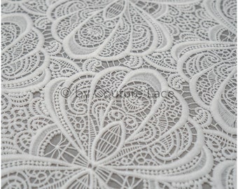 L20-387 // Guipure lace, crochet lace fabric, boho lace fabric, soft knitted lace fabric, macrame lace fabric