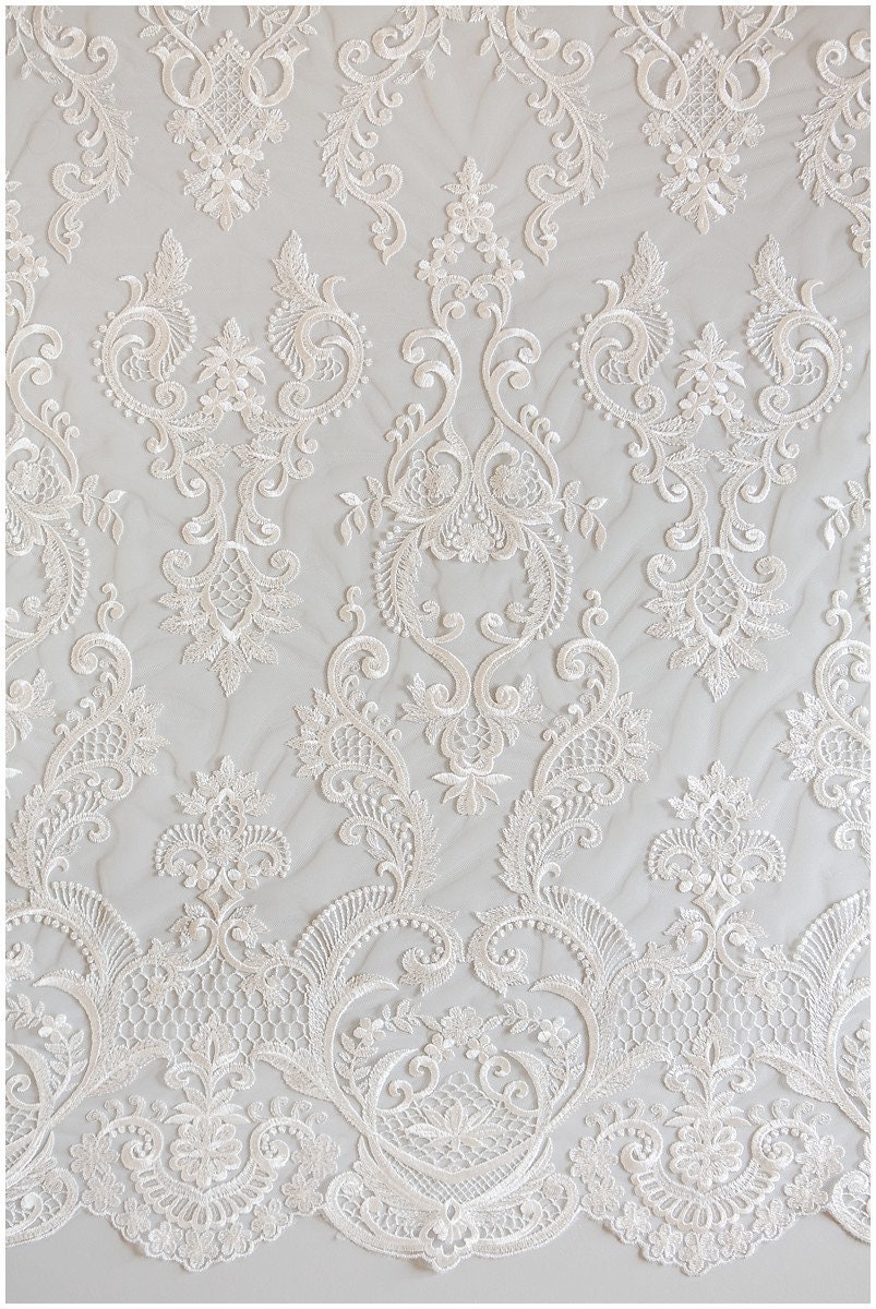 Beautiful embroidered bridal lace fabric weddingdress lace Etsy