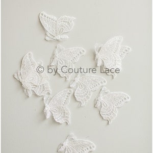A19-176 // 10Stk. Spitze Schmetterling Aufnäher, 3D Schmetterlinge aufnähen, 3D Blumen Applikation, 3D Schmetterlinge für Hochzeitskleid, Braut Spitze Schmetterlinge