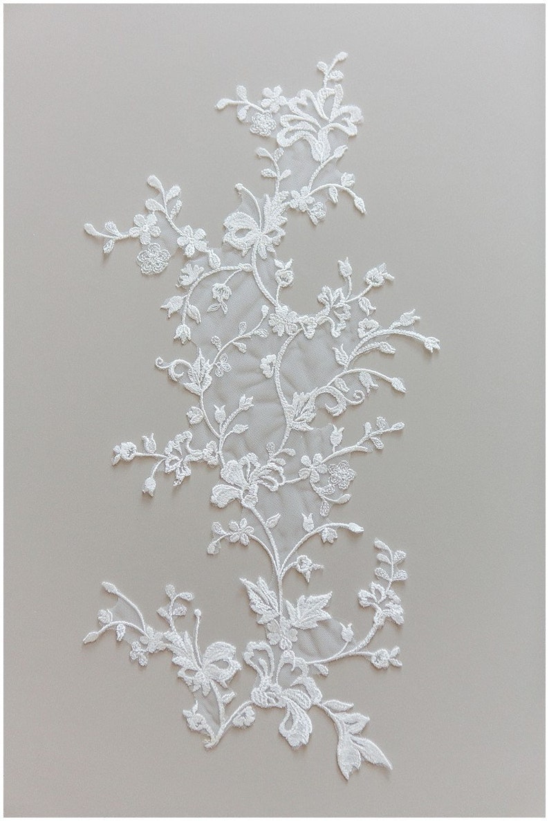 Romantic flower lace appliqué bridal flower lace applique Etsy