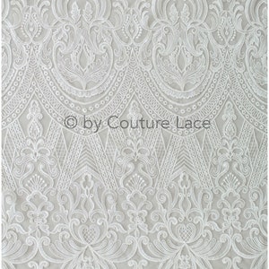 L19-248 // boho cotton lace fabric for wedding dress, embroidery lace fabric for boho brides, geometric cotton lace, boho wedding dress lace