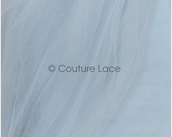 F002-061 BOLT 30YDS // LIGHT BLUE - 160cm/62" wide very soft tulle fabric for bridal veils and wedding dresses, Soft mesh fabric