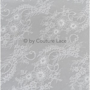 L22-519 // French Lace, chantilly lace fabric, lace base for bridal dress, soft bridal lace