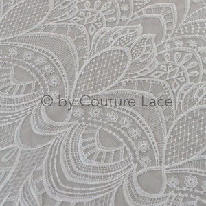 L18-202 // off-white cotton lace fabric for boho brides, boho lace fabric for wedding dress, geometric cotton lace, boho wedding dress lace
