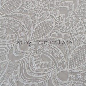 L18-202 // off-white cotton lace fabric for boho brides, boho lace fabric for wedding dress, geometric cotton lace, boho wedding dress lace