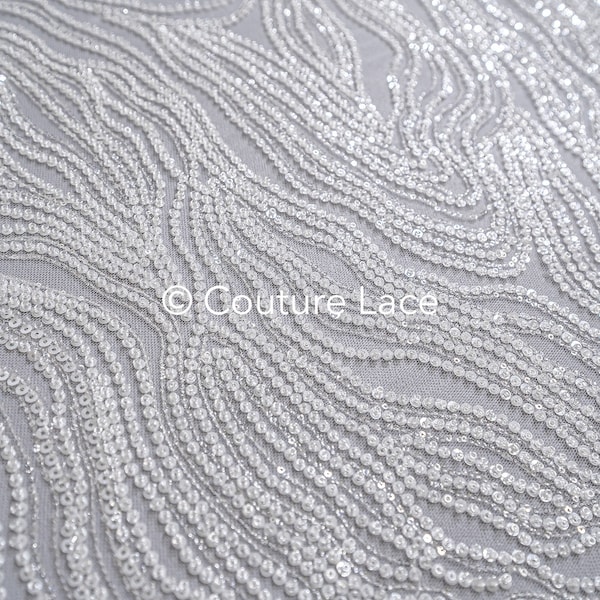 Perlen Spitzenstoff/ Couture Spitze Stoff/ Braut Spitze Stoff/ Perlenspitze // L23-655