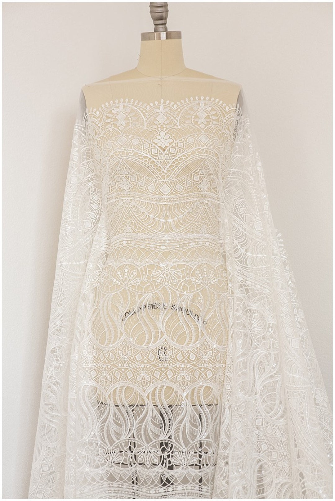 Boho Floral Designer Honeycomb Lace Fabric Online