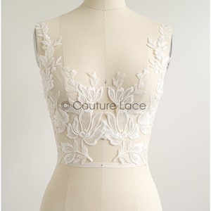 A22-269 // romantic flower lace patch/ cotton flower applique/ wedding dress lace appliqué/ bridal flower applique zdjęcie 1