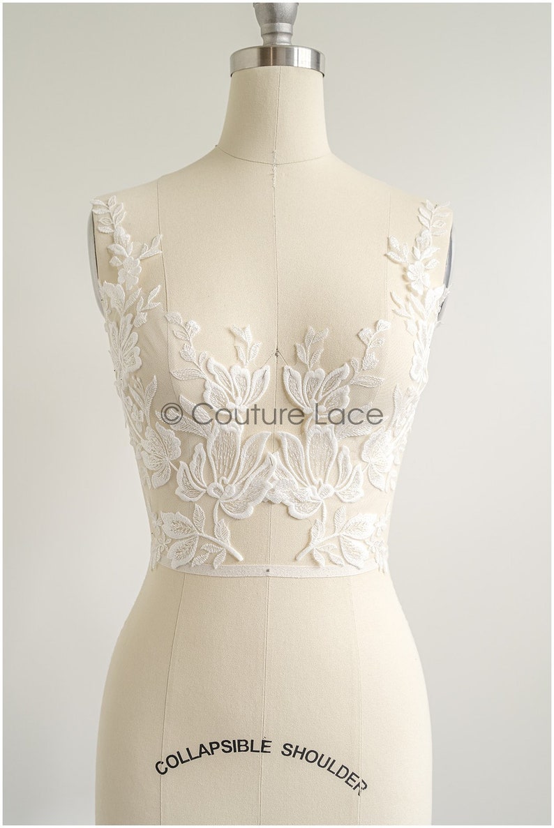 A22-269 // romantic flower lace patch/ cotton flower applique/ wedding dress lace appliqué/ bridal flower applique zdjęcie 1