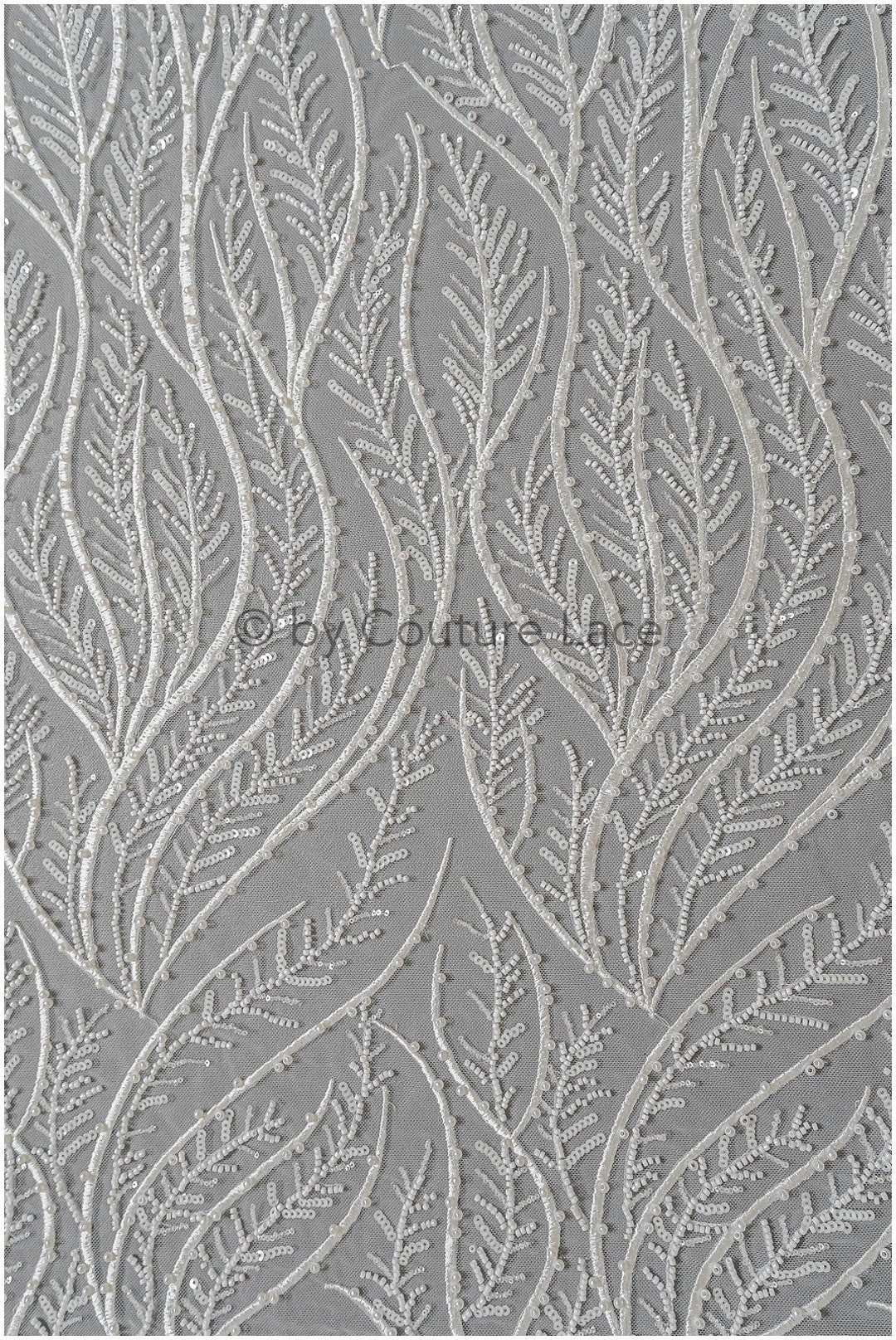 White Beaded Lace Lucille