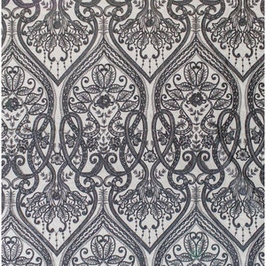 Floral lace/ evening dress lace material/ black lace/ floral black wedding lace/ couture lace//L19-216