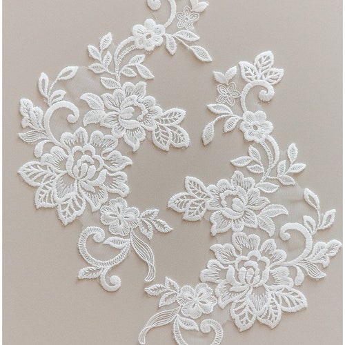 Embroidery Flower Lace Applique Tulle Bridal Dress Etsy