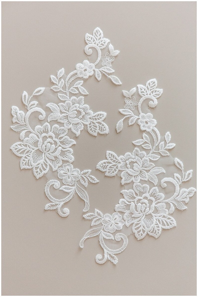 Milk Silk flower lace appliqué bridal flower lace applique Etsy