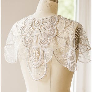 Bridal cape, wedding cloak, bridal cape, Cover up Rhinestone Bolero Beaded Capelet Bridal Bolero E19-019 image 1