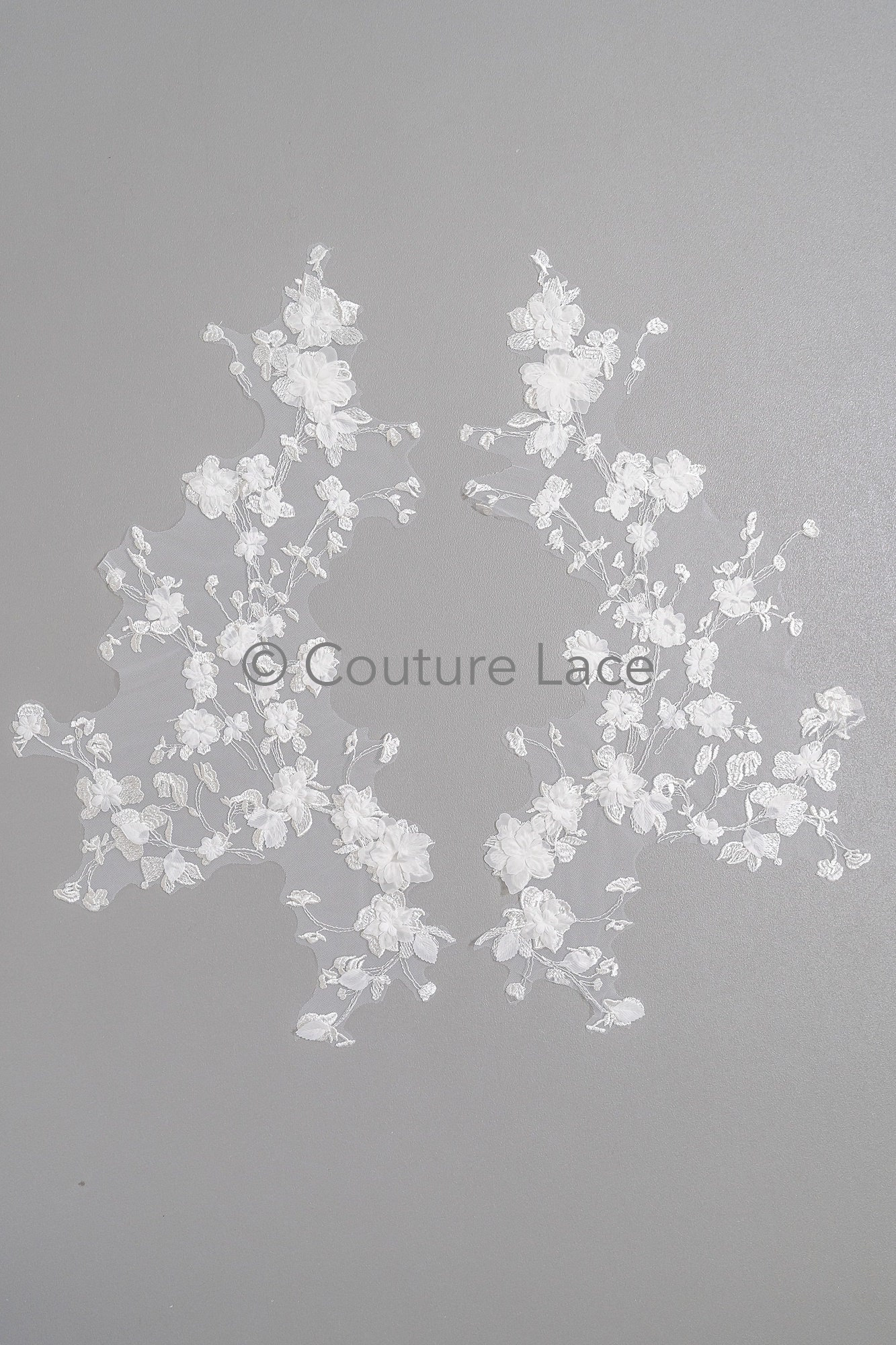 floral 3D flower applique/ wedding dress lace appliqué/ beaded bridal patch/ embroidered bridal leaf patch applique with 3d flowers/ A23-345