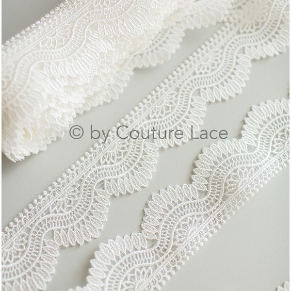 T17-069 // Garniture en dentelle Boho, garniture en dentelle emvroidée blanc cassé, garniture en dentelle nuptiale, voile de dentelle, broderie de dentelle, garniture de dentelle de mariée boho