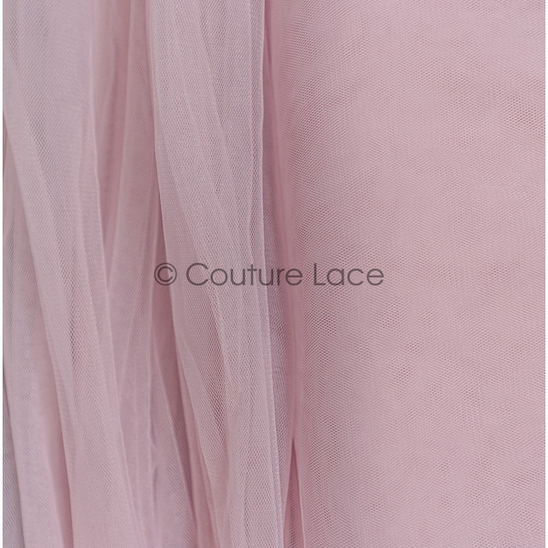 F002-053 BOLT 30YDS// PASTEL PINK - 160cm/62 » de large tissu tulle très doux pour voiles de mariée et robes de mariée, Tissu maille souple