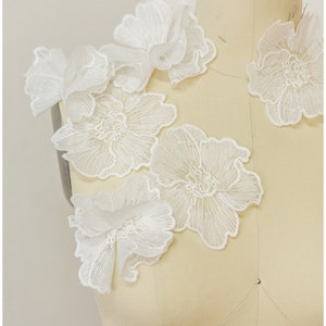 A17-157 // 10stk. Spitze Blume Aufnäher, 3D Blume Aufnäher, 3D Spitze Blume, Hochzeitskleid Spitze Applikation, Braut Spitze Blume