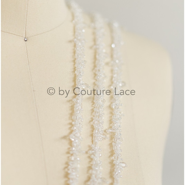 T19-082 // Hand beaded diamond drop trim, beaded lace trim, Sparkle rhinestone trim, hand beaded bridal lace trim, lace embroidery