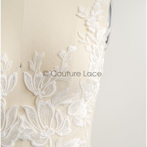 A22-269 // romantic flower lace patch/ cotton flower applique/ wedding dress lace appliqué/ bridal flower applique zdjęcie 8