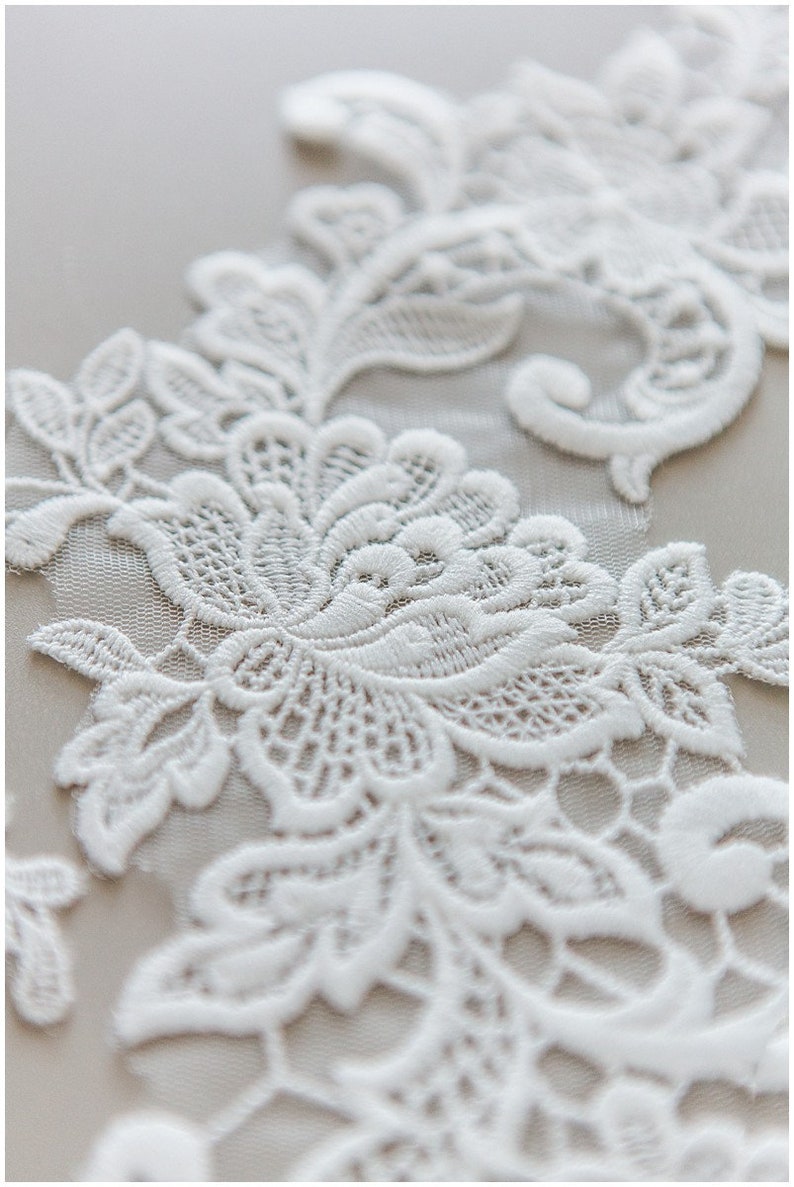 Milk Silk flower lace appliqué bridal flower lace applique Etsy