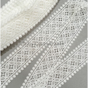 T21-136 // Boho crochet lace trim, geometric lace trim, Bridal lace trim, bridal lace edging, Lace veil trim