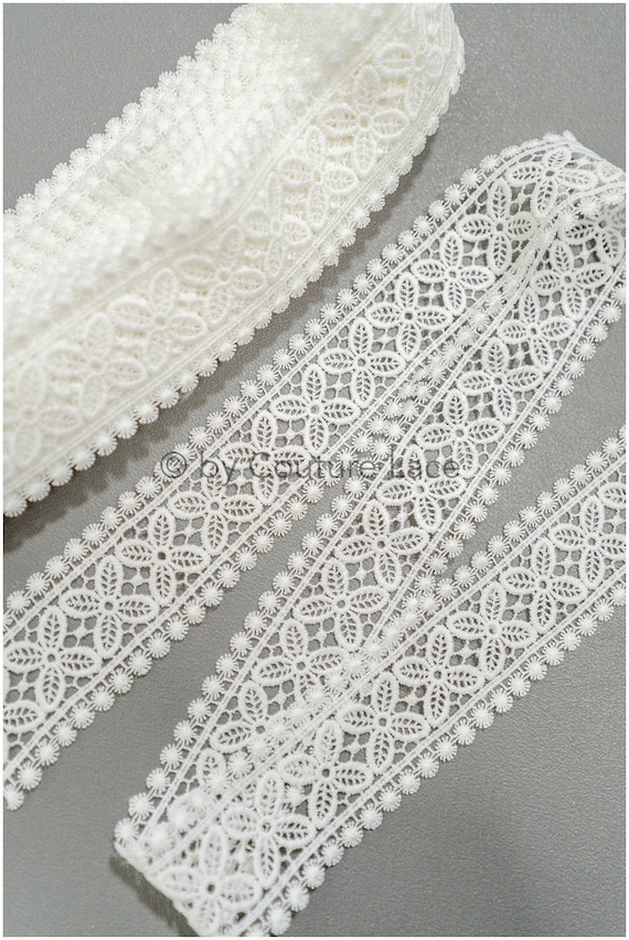 T21-136 // Boho crochet lace trim, geometric lace trim, Bridal lace trim, bridal lace edging, Lace veil trim