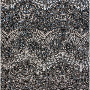 Black beaded lace fabric/ couture lace fabric/ black bridal lace fabric/ pearl beaded lace/ black evening gown lace fabric// L19-252