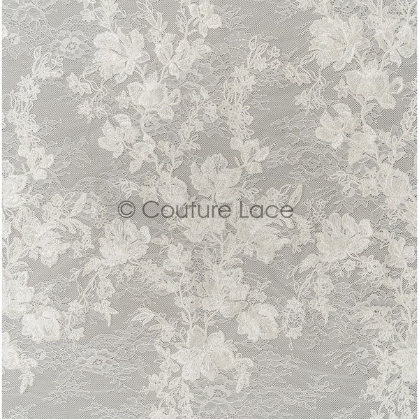 L21-269 //French Wedding dress lace, Floral patterned lace, bridal lace fabric, Bridal french lace fabric, Embroidered Chantilly lace Fabric