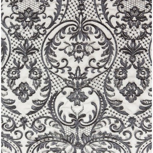 black bridal lace/ black floral lace/ floral couture lace/ black lace embroidery // L18-192