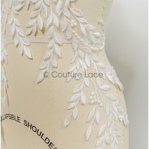 A21-218 // Floral lace appliques for bridal dress, flower lace patches, embroidered lace appliques, corded lace appliques off-white zdjęcie 4
