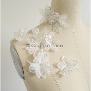 A22-255 // 10pc. lace flowers, Sew on 3D flowers, 3D flowers lace appliqué, 3d lace flower, weddingdress lace appliqué, bridal 3D applique