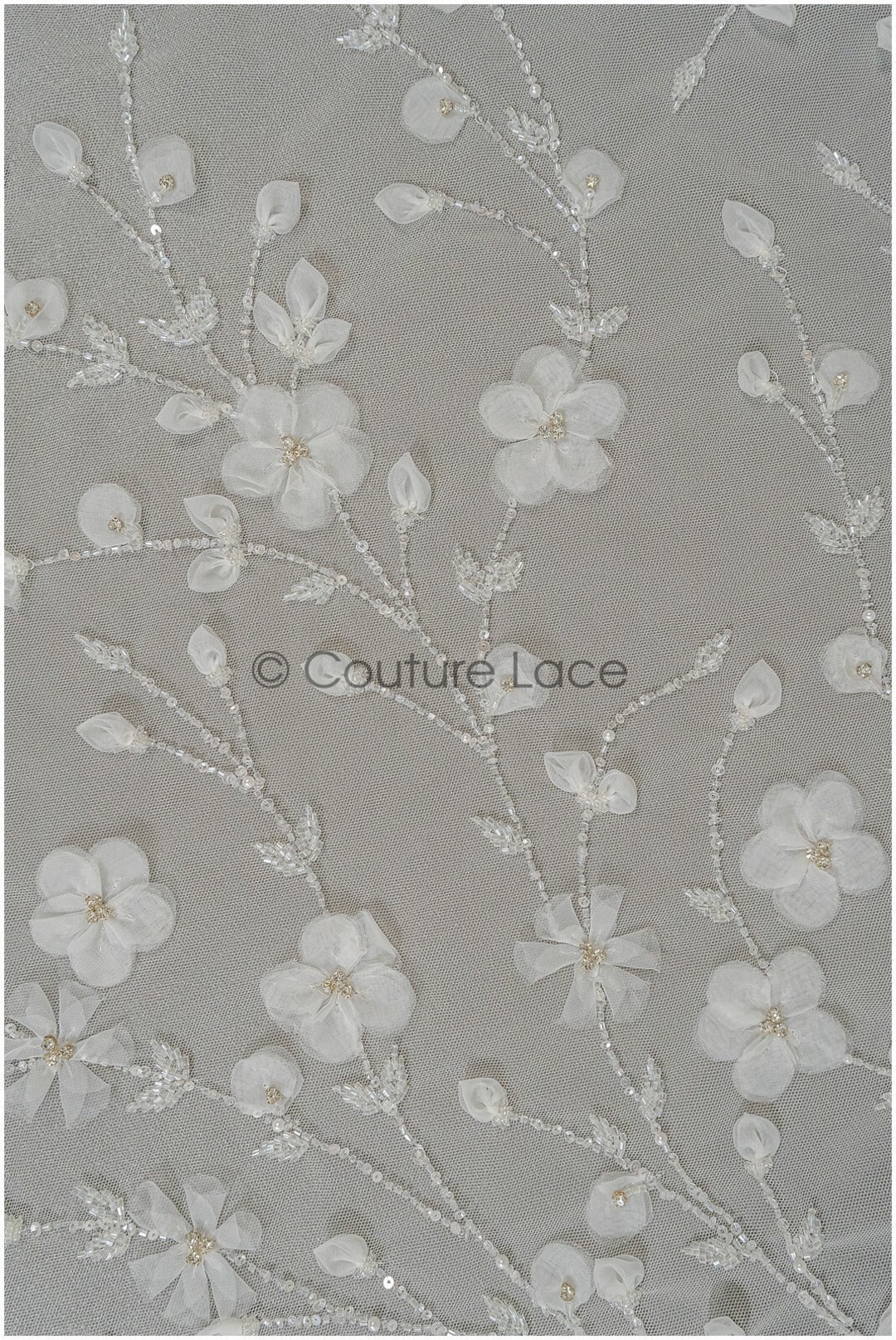 L21-122N // Renda de noiva com miçangas feitas à mão, tecido de